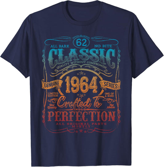 Vintage 1964 Limited Edition Shirt 62 Year Old 62nd Birthday T-Shirt - T-Shirt | Navy