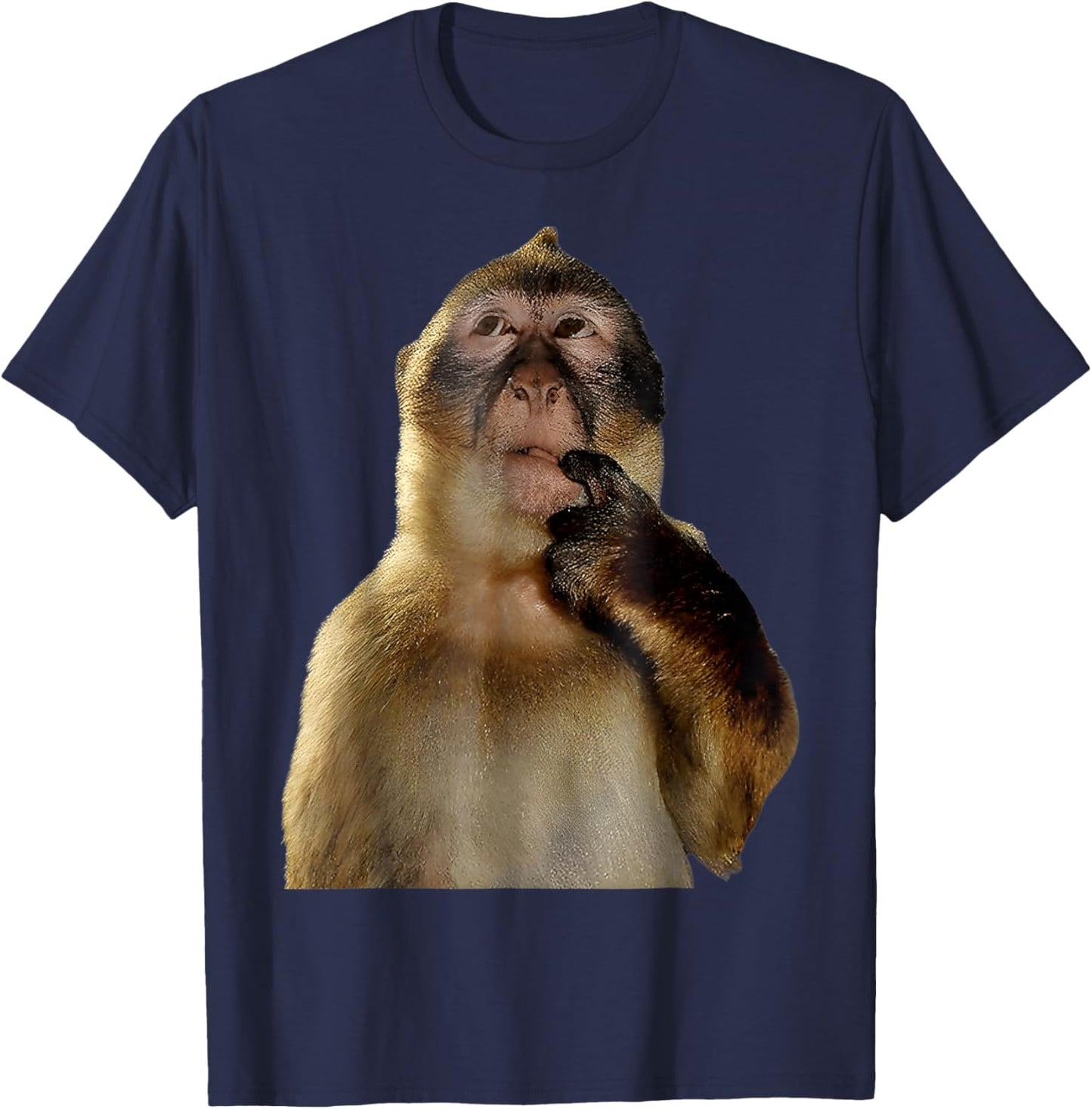Thinking Monkey Meme Trending Funny Men Woman Kids T-Shirt - T-Shirt | Navy