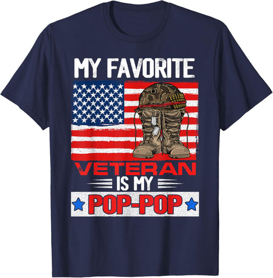 My Favorite Veteran is My Pop-pop Army Military Veterans Day T-Shirt - T-Shirt | Navy