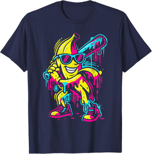 Baseball Banana Drip Funny Design for Youth Girls Boys Kids T-Shirt - T-Shirt | Navy