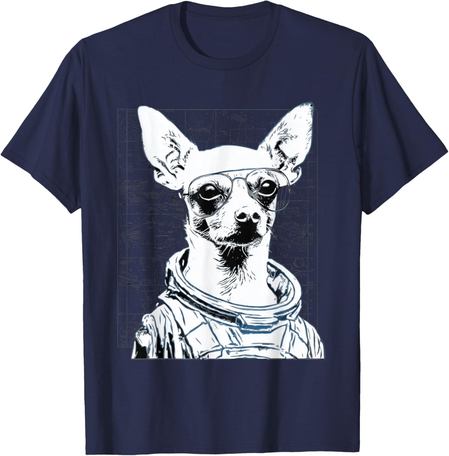 Space Dog Astronaut Chihuahua Funny Sci Fi Design T-Shirt - T-Shirt | Navy