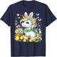 Cute Unicorn Happy Easter Day Girls Kids Toddler Easter Eggs T-Shirt - T-Shirt | Navy
