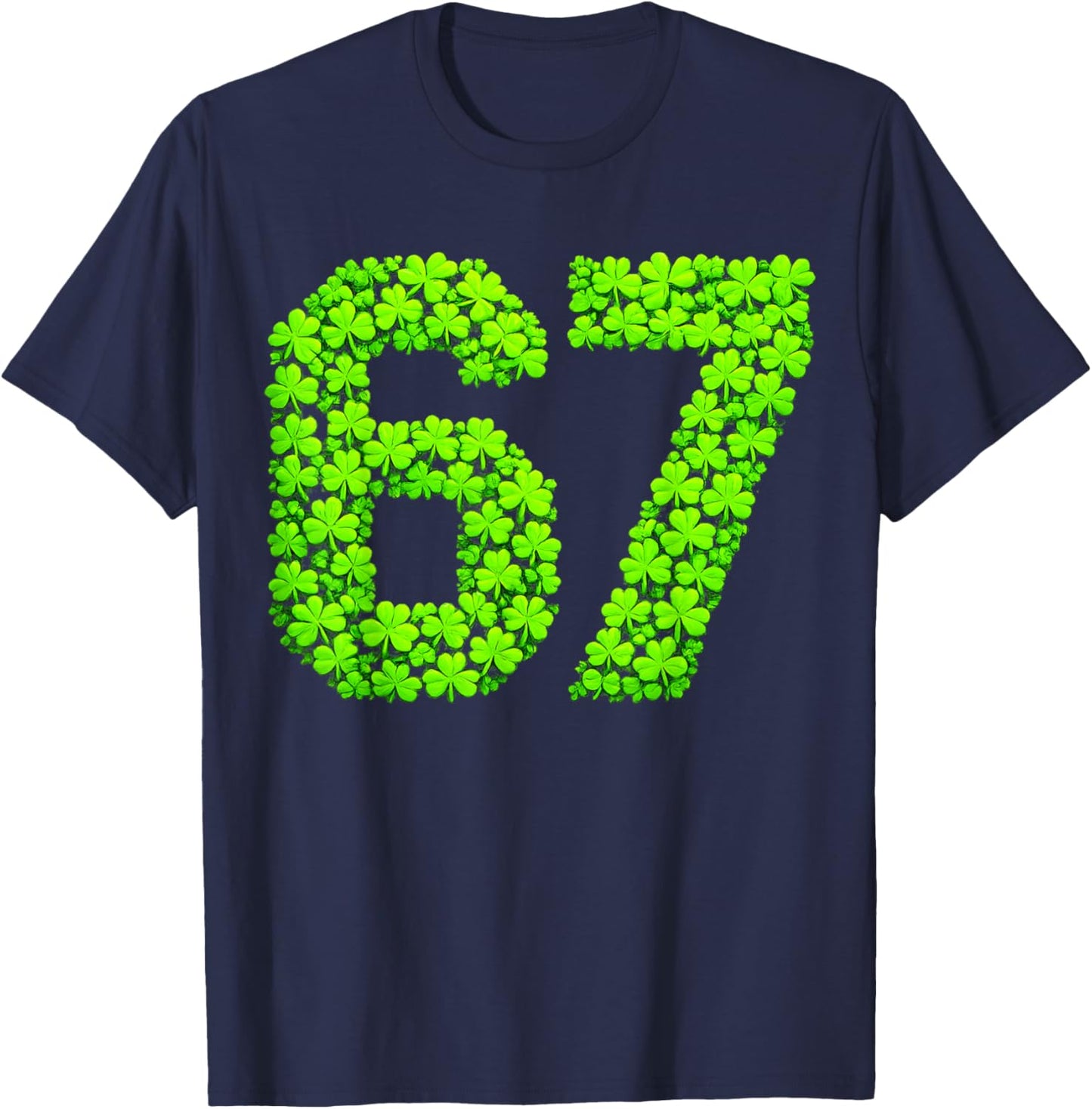 st Patricks Day 67 Shamrock six Seven 6 7 Meme Kids 67 Boys T-Shirt - T-Shirt | Navy