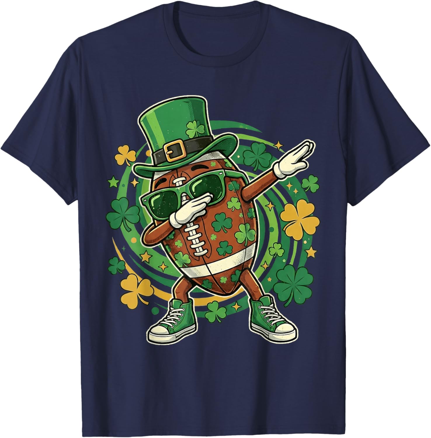 Dabbing Football St Patricks Day Irish Shamrock St Paddys T-Shirt - T-Shirt | Navy