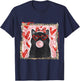 Valentine Cat Hearts Cat Lover Valentines Brushstroke Cat T-Shirt - T-Shirt | Navy