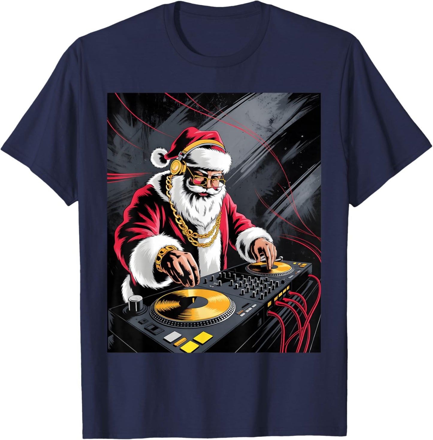 Funny DJ Musician Santa Claus Merry Mixmas Christmas T-Shirt - T-Shirt | Navy