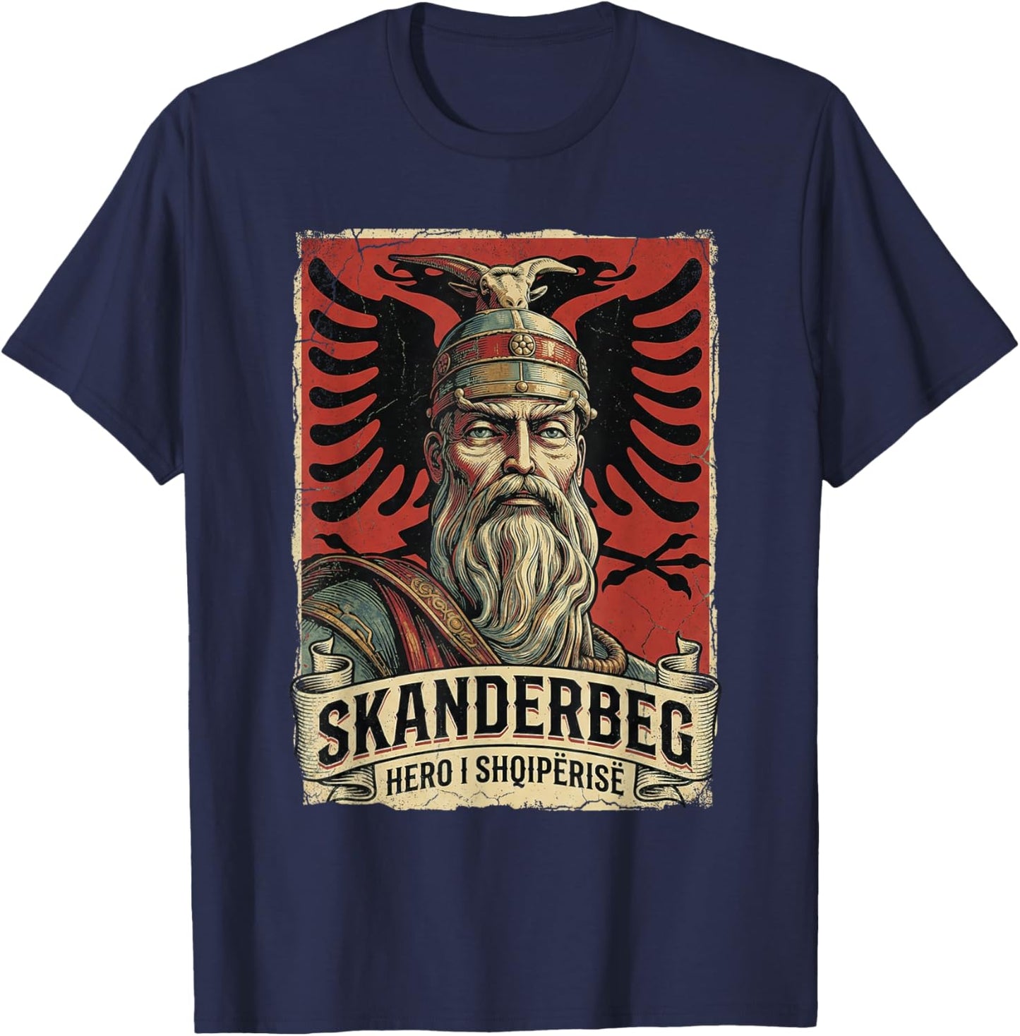 Skanderbeg Albania and Kosovo Flag for a Proud Albanian T-Shirt - T-Shirt | Navy