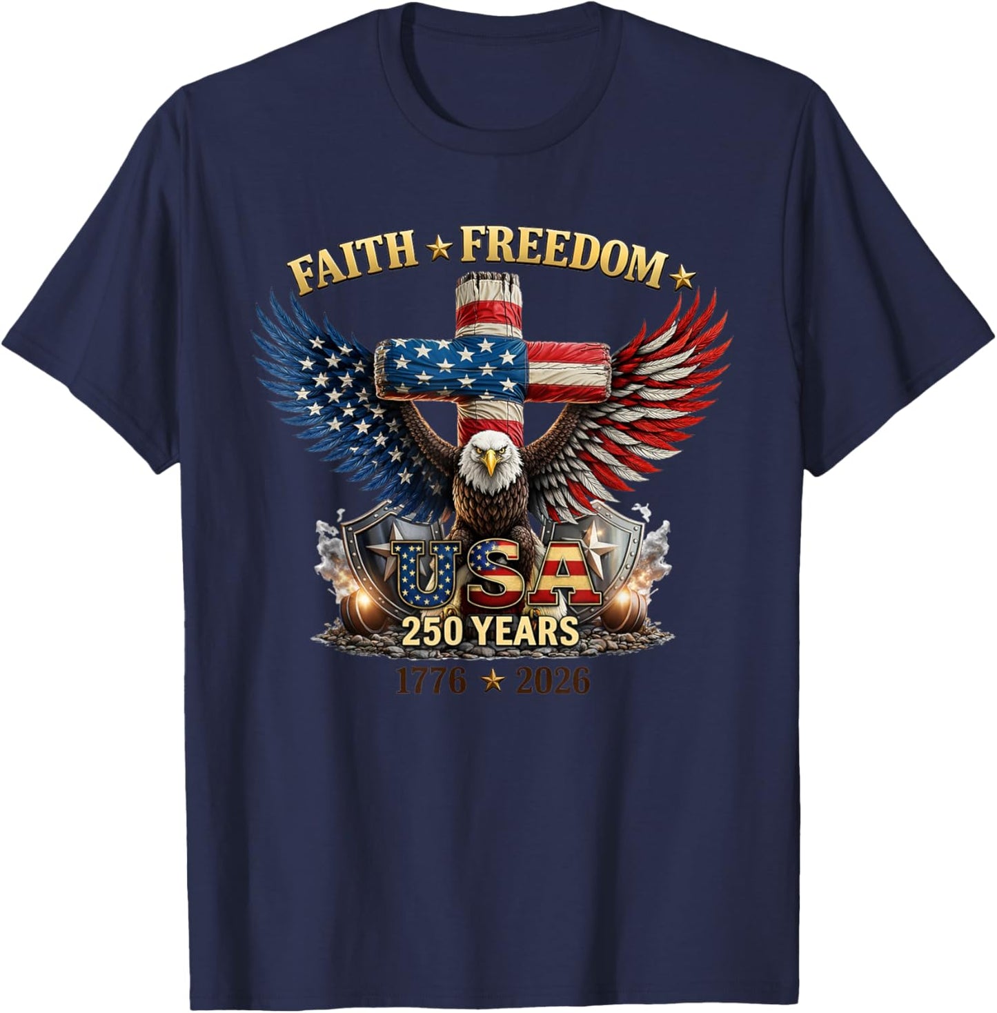 250 Years America July 4th 2026 250th Independence Day Eagle T-Shirt - T-Shirt | Navy