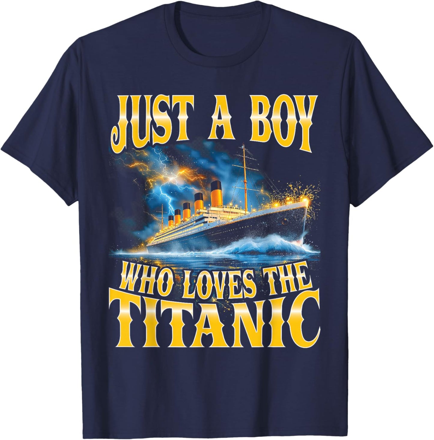 Just a Boy Who Loves The Titanic Bootleg T-Shirt - T-Shirt | Navy