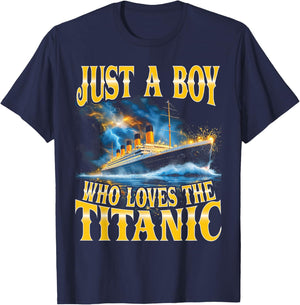Just a Boy Who Loves The Titanic Bootleg T-Shirt - T-Shirt | Navy