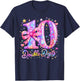 10th Birthday Girl Pink Coquette Bow 10 Year Old Disco Ball T-Shirt - T-Shirt | Navy
