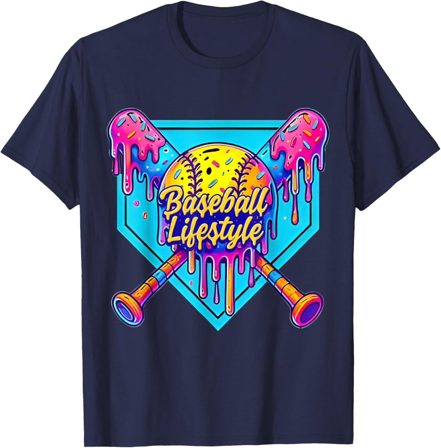 Baseball Life Style 101 Apparel Youth Drip Baseball Boys Kid T-Shirt - T-Shirt | Navy