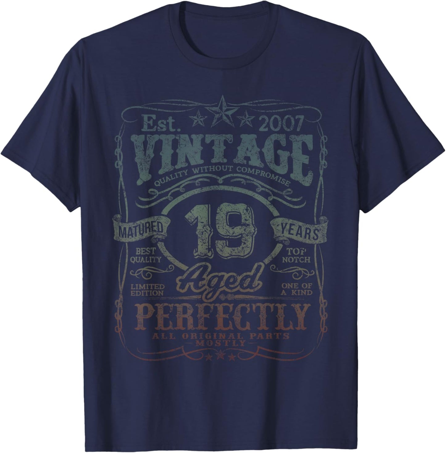 Vintage 2007 Limited Edition Shirt 19 Year Old 19th Birthday T-Shirt - T-Shirt | Navy