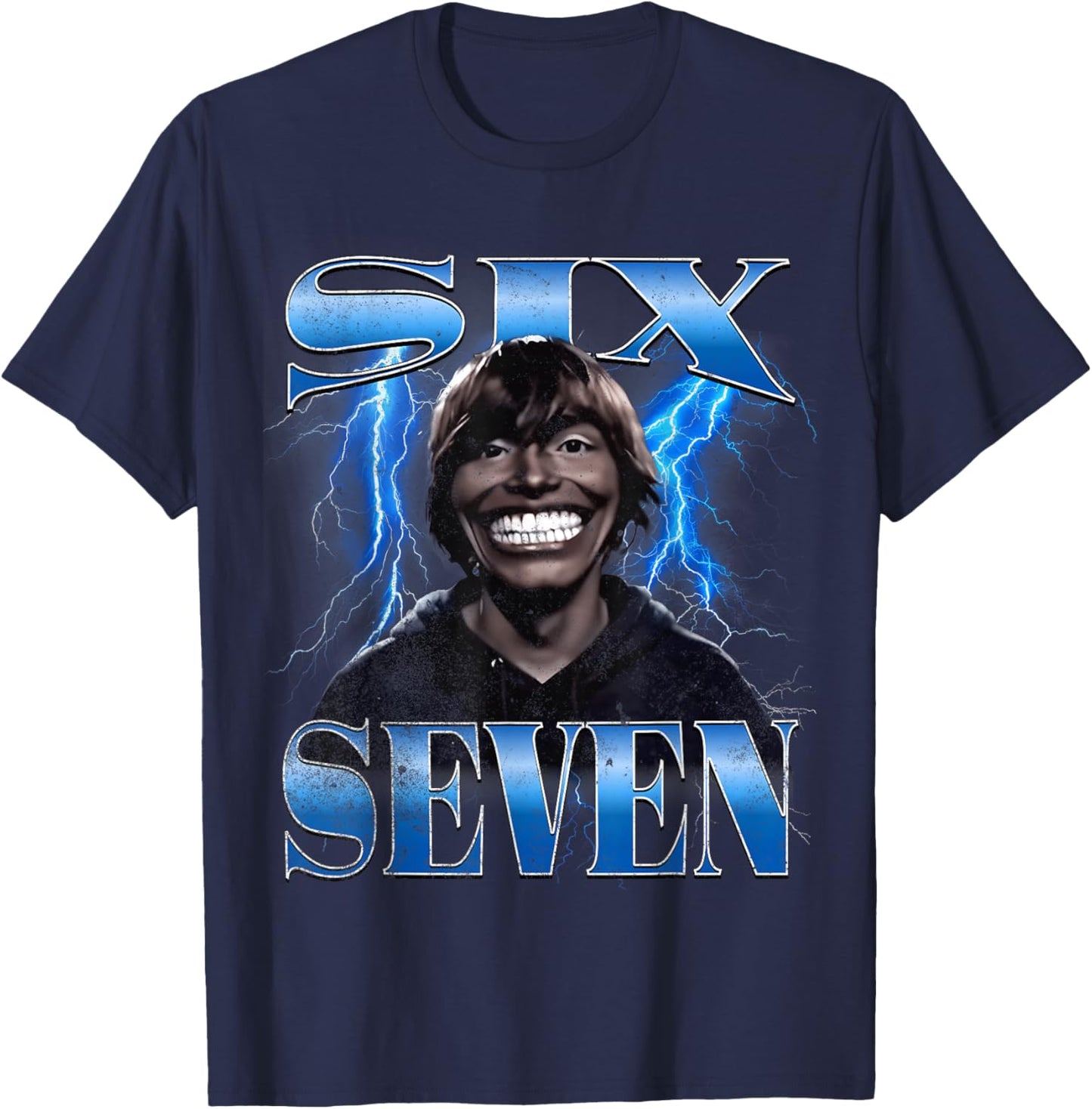 Six Seven Meme Bootleg T-Shirt - T-Shirt | Navy