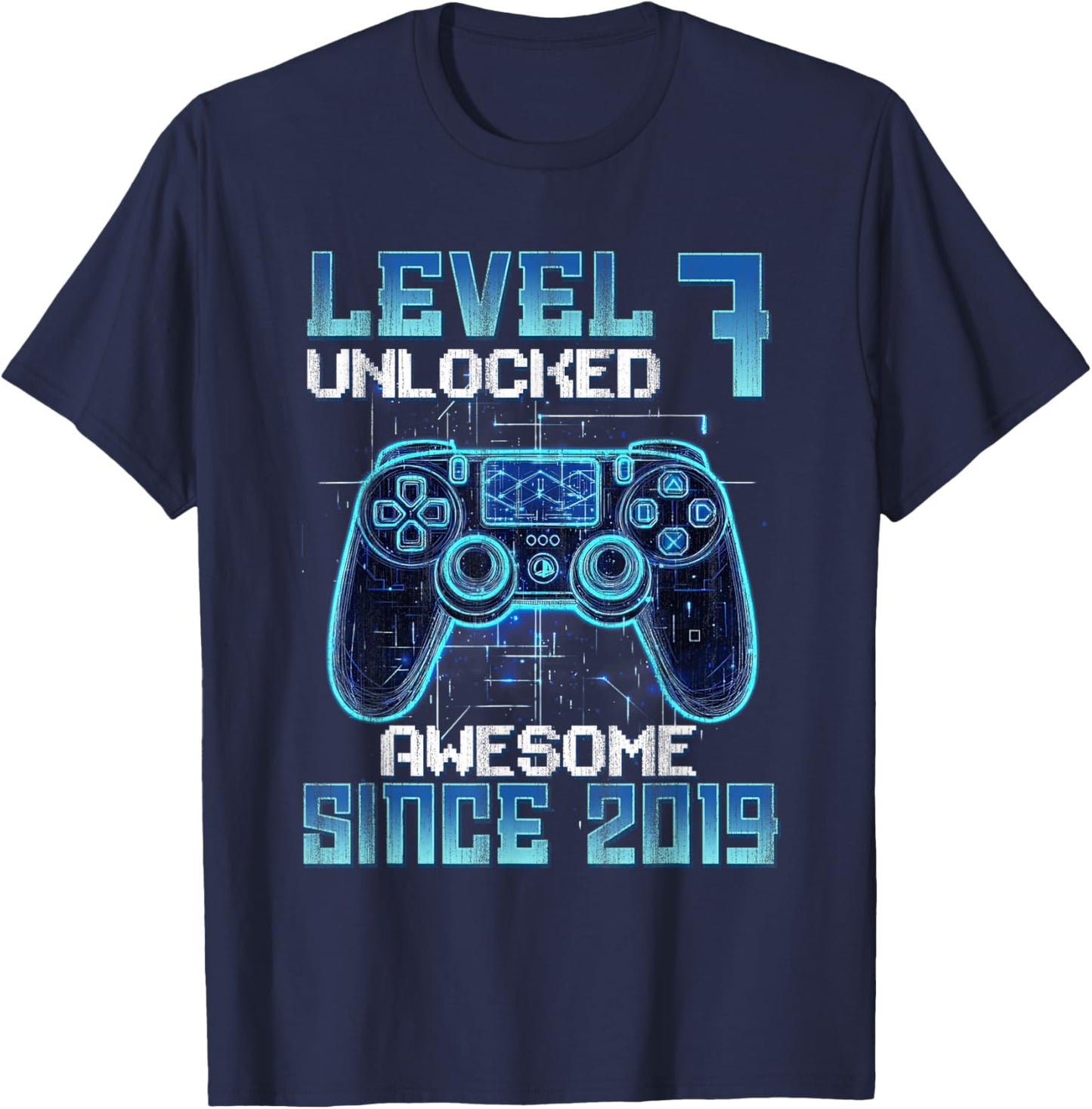 Level 7 Unlocked 7th Birthday Gifts Boys Video Gamer Gaming T-Shirt - T-Shirt | Navy
