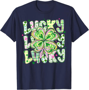 St Pattys Day Lucky Coquette Bow Shamrock St. Patrick's Day T-Shirt - T-Shirt | Navy