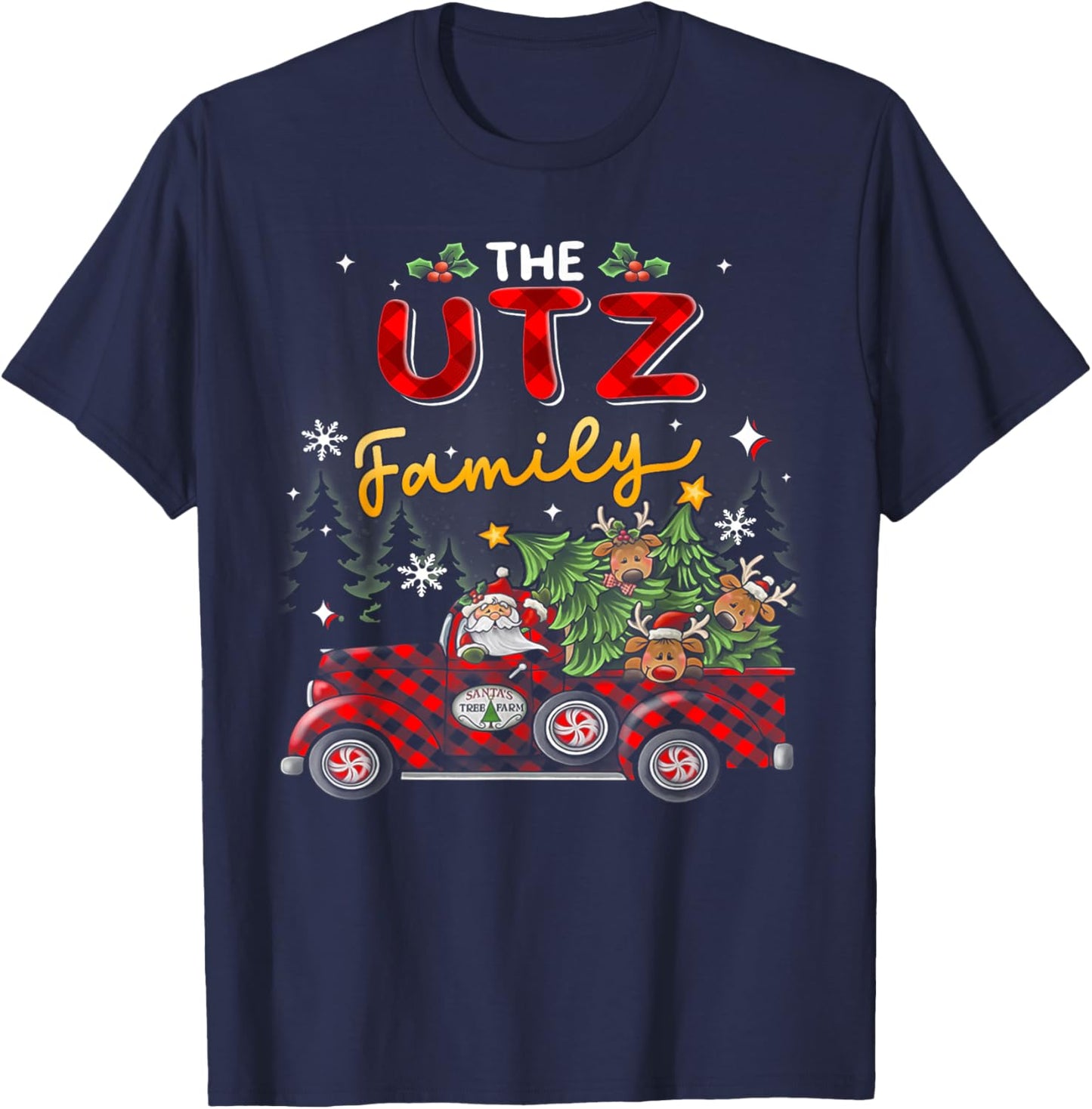 The Utz Family Christmas Matching Pajamas Group Gift T-Shirt - T-Shirt | Navy