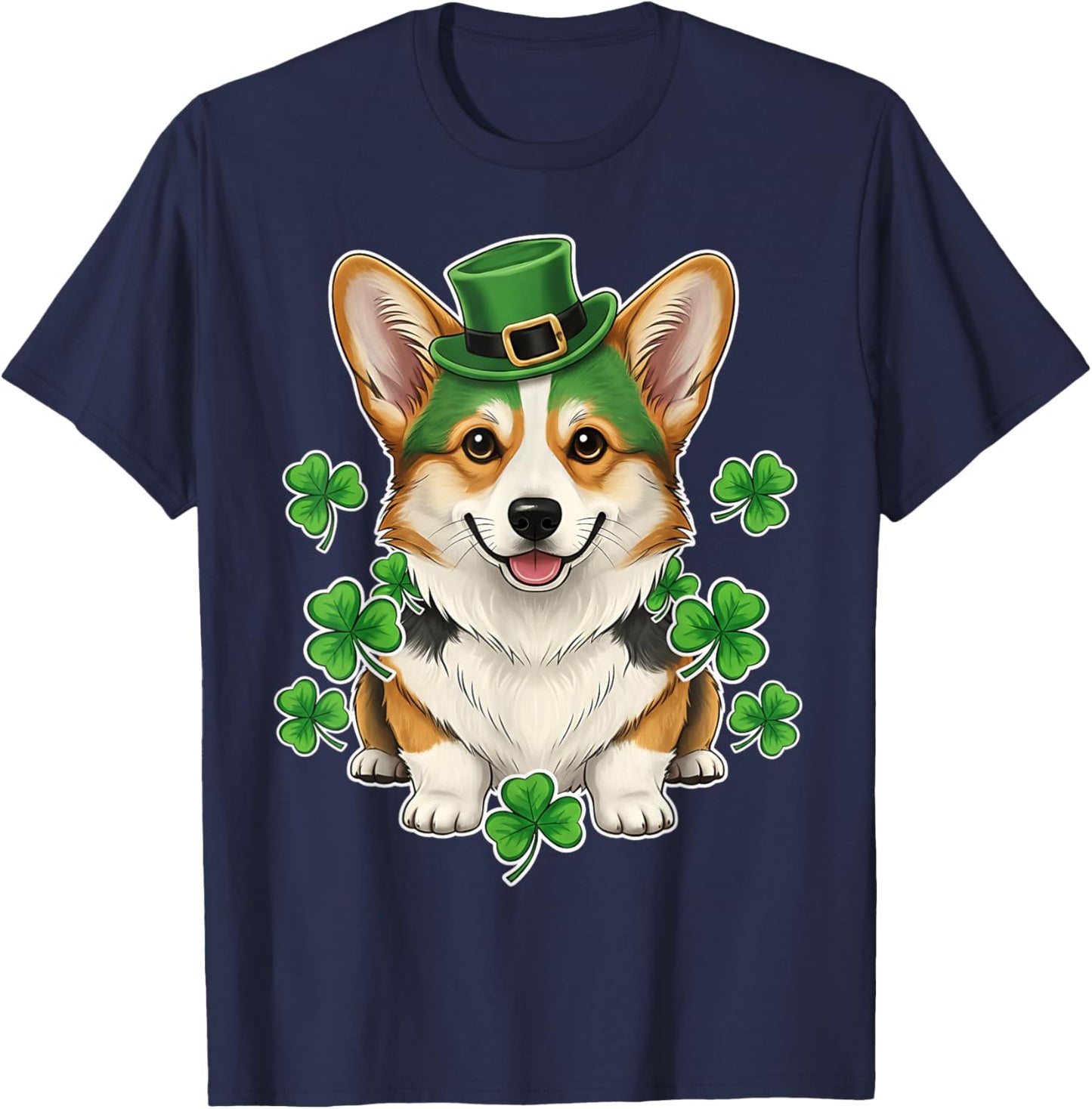 Funny Corgi Dog Shamrock Men St Patricks Day T-Shirt - T-Shirt | Navy