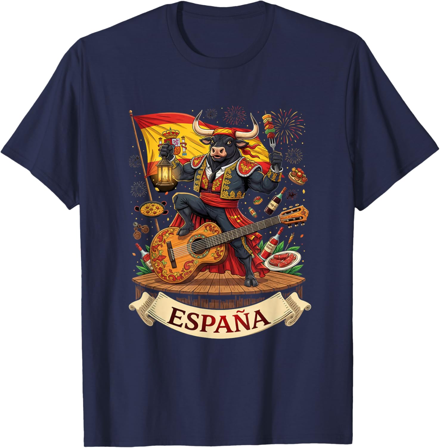 Spain Flamenco Dance Seville Andalusia Barcellona España Men T-Shirt - T-Shirt | Navy