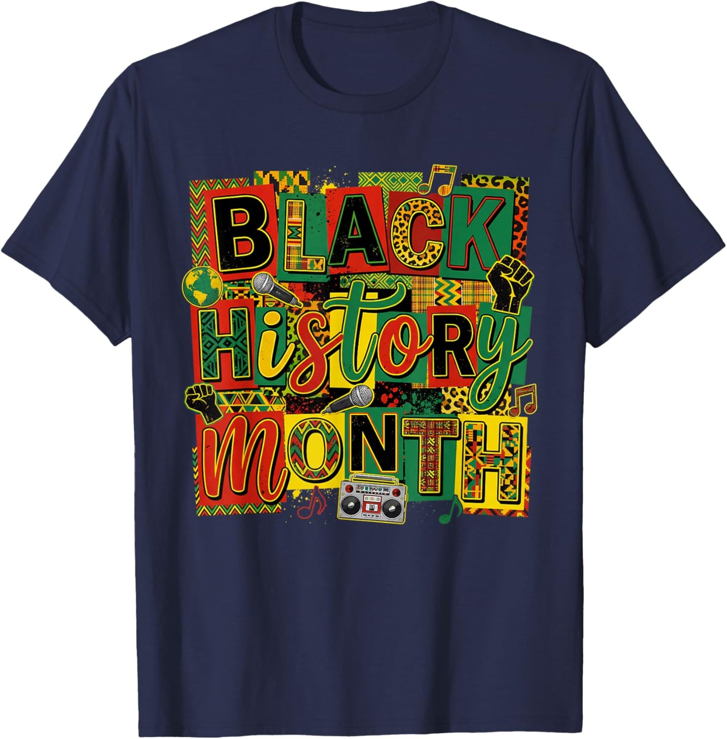 Black History Month Art Design Afro Culture Celebration T-Shirt - T-Shirt | Navy