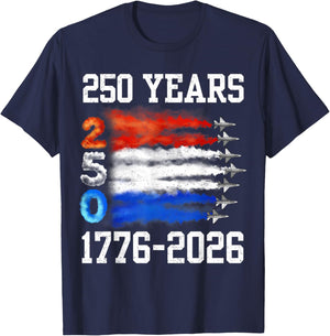250 Years 1776 2026 250th Vintage 4th July American Flag T-Shirt - T-Shirt | Navy