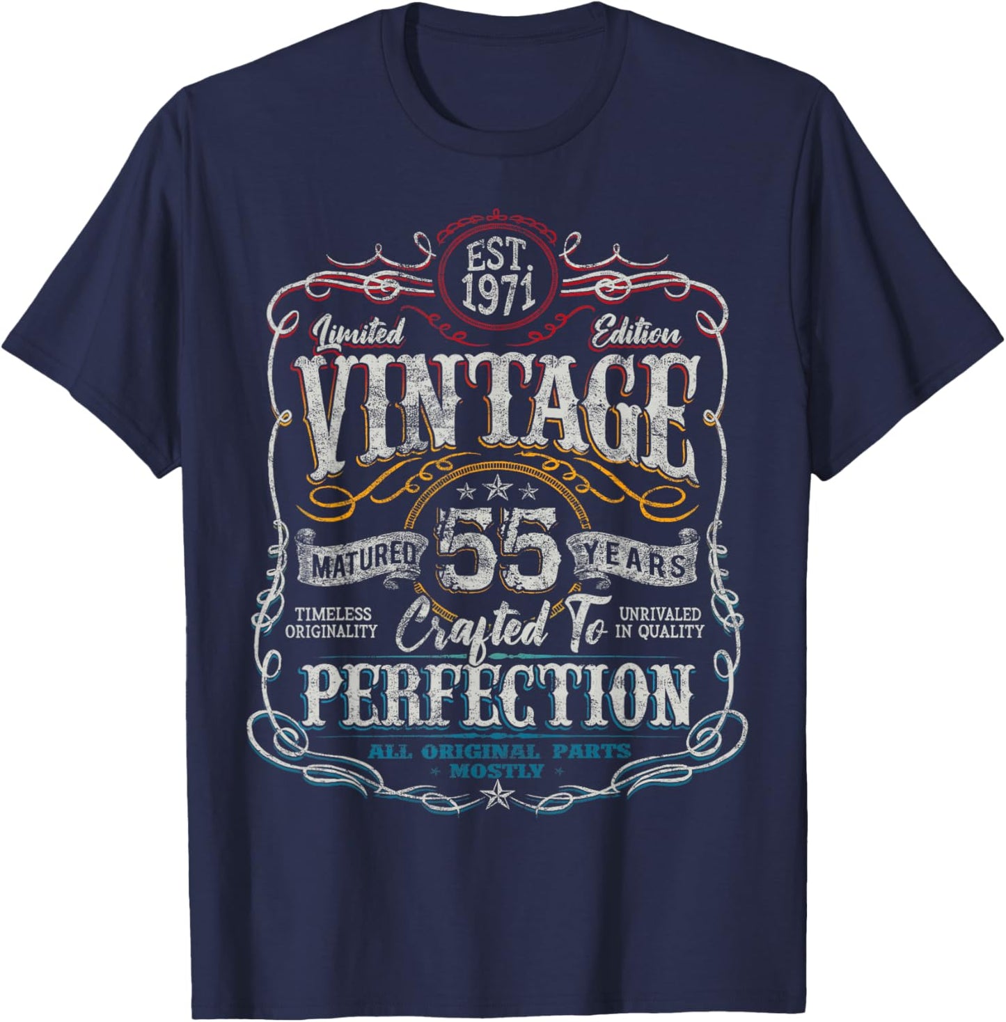 Vintage 1971 Limited Edition Shirt 55 Year Old 55th Birthday T-Shirt - T-Shirt | Navy