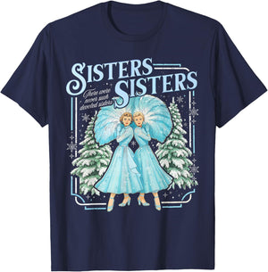 Sisters White Xmas Merry Christmas Snowflake Pajamas Holiday T-Shirt - T-Shirt | Navy