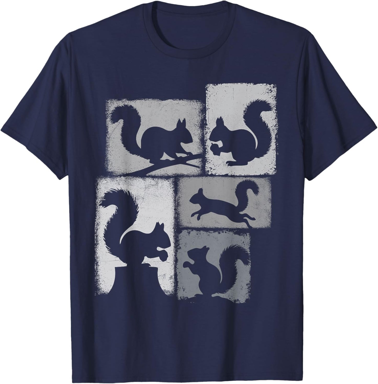 Squirrel Vintage Collage Nut Lover T-Shirt - T-Shirt | Navy
