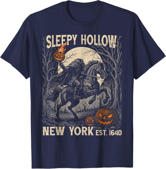Legend of Sleepy Hollow Bookish Halloween Headless Horseman T-Shirt - T-Shirt | Navy