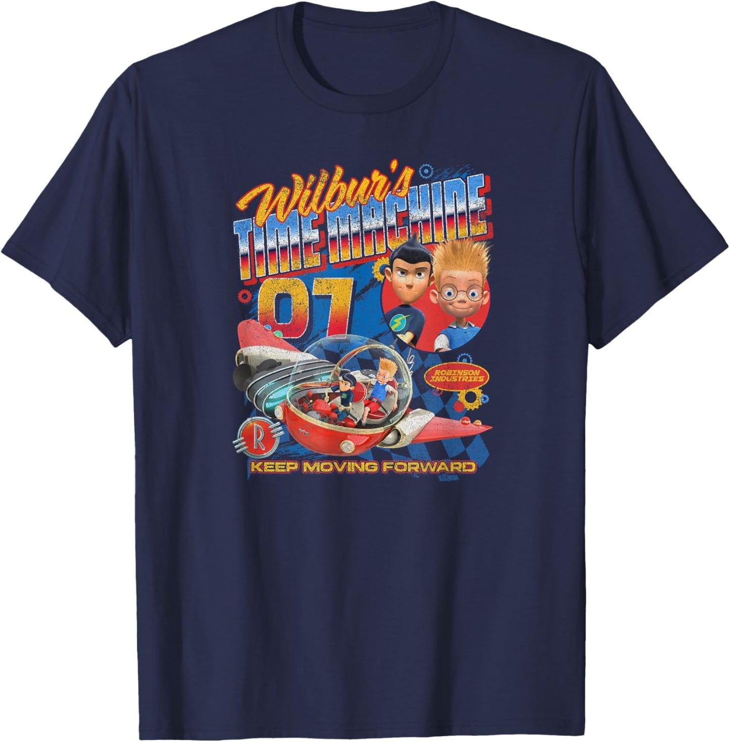 Disney Meet The Robinsons Wilbur's Time Machine Poster T-Shirt - T-Shirt | Navy