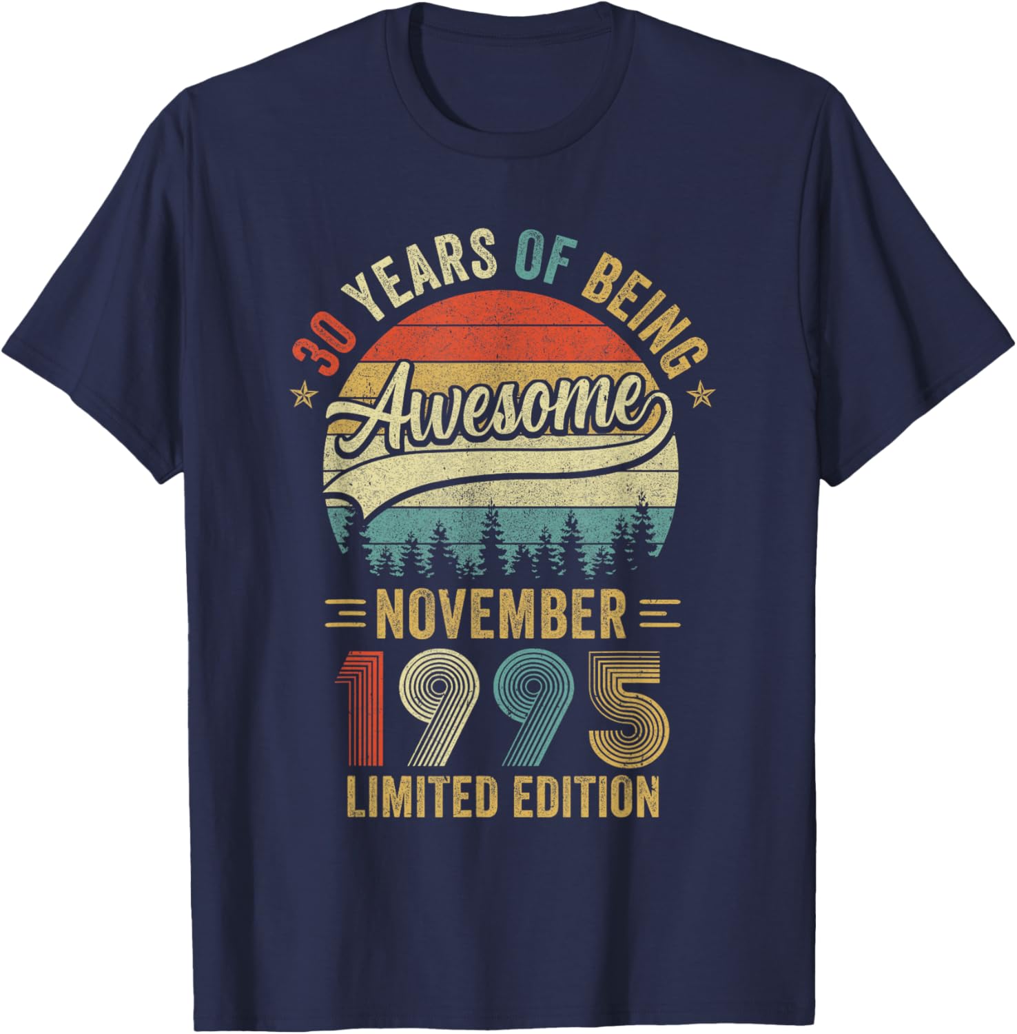 Vintage November 1995 Old 30Th Birthday Men Women T-Shirt - T-Shirt | Navy