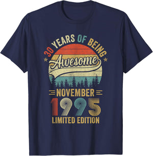 Vintage November 1995 Old 30Th Birthday Men Women T-Shirt - T-Shirt | Navy