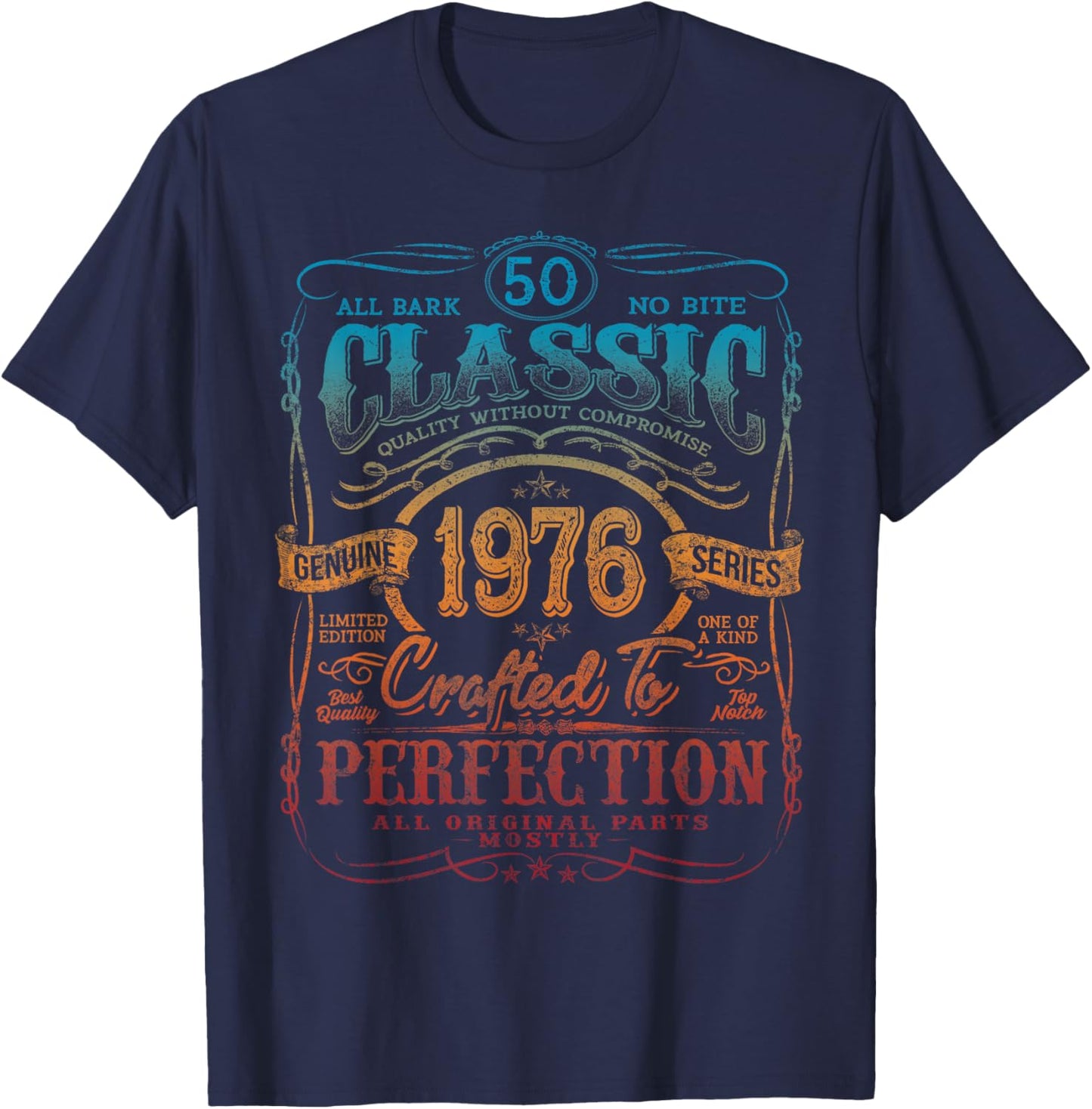 Vintage 1976 Limited Edition Shirt 50 Year Old 50th Birthday T-Shirt - T-Shirt | Navy
