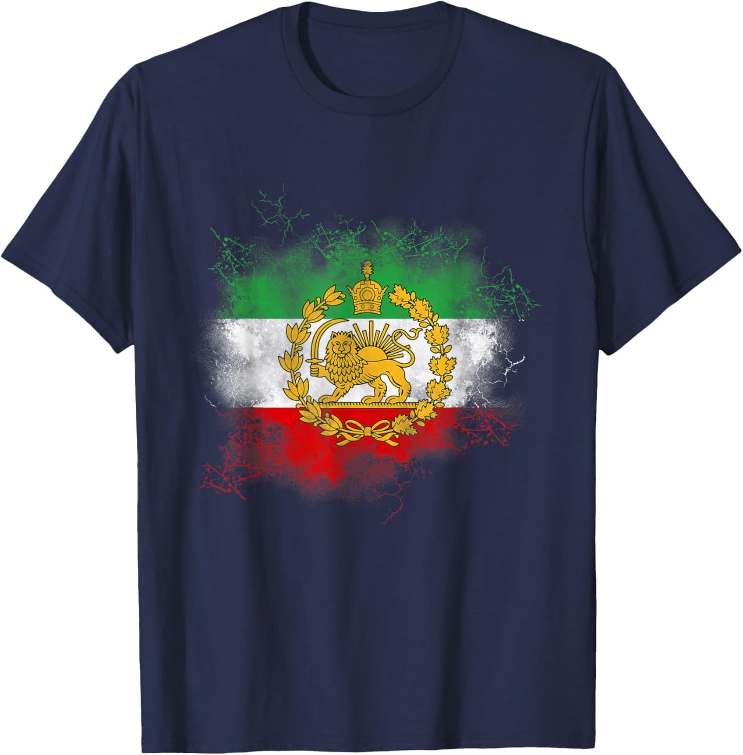Iran Lion Sun Flag,Iran,Persian,Shir o Khorshid T-Shirt - T-Shirt | Navy