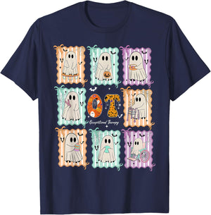 OT Occupational Therapy Therapist Halloween Spooky OTA Ghost T-Shirt - T-Shirt | Navy