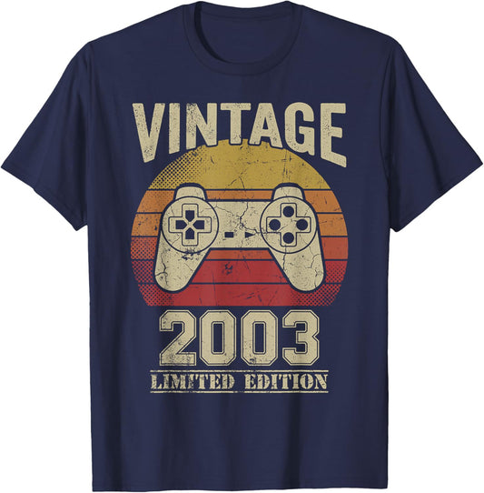 Vintage 2003 Retro Video Game Controller 23rd Birthday Gamer T-Shirt - T-Shirt | Navy