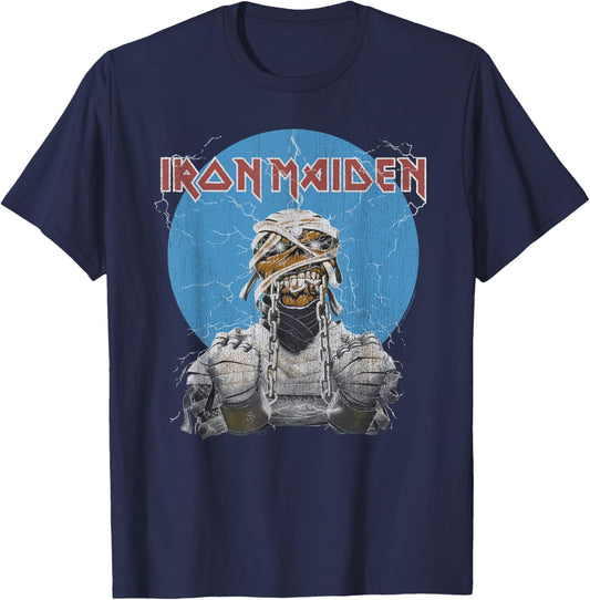 Iron Maiden - Mummy Lightning Circle T-Shirt - T-Shirt | Navy