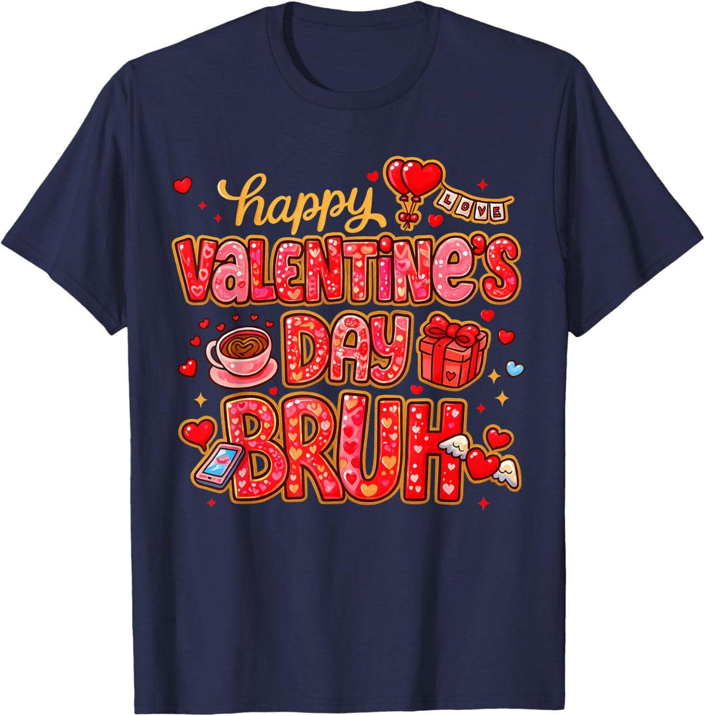 Funny Valentine Bruh Boys Girls Preppy XOXO Be Mine T-Shirt - T-Shirt | Navy