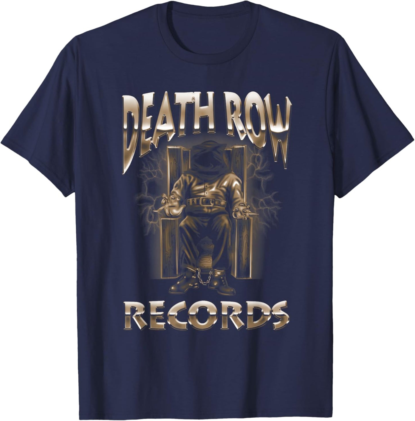 Official Death Row Records Brown Chrome Logo T-Shirt - T-Shirt | Navy