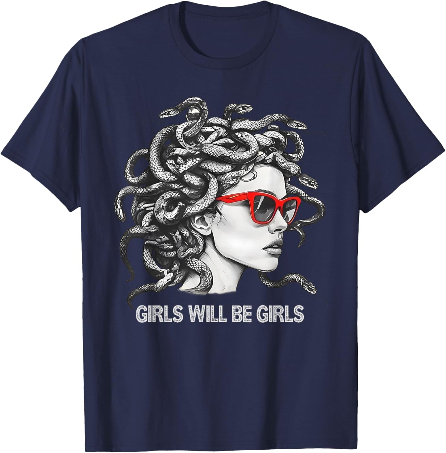 Girl Will Be Girls Shirts Medusa Feminist Women T-Shirt - T-Shirt | Navy