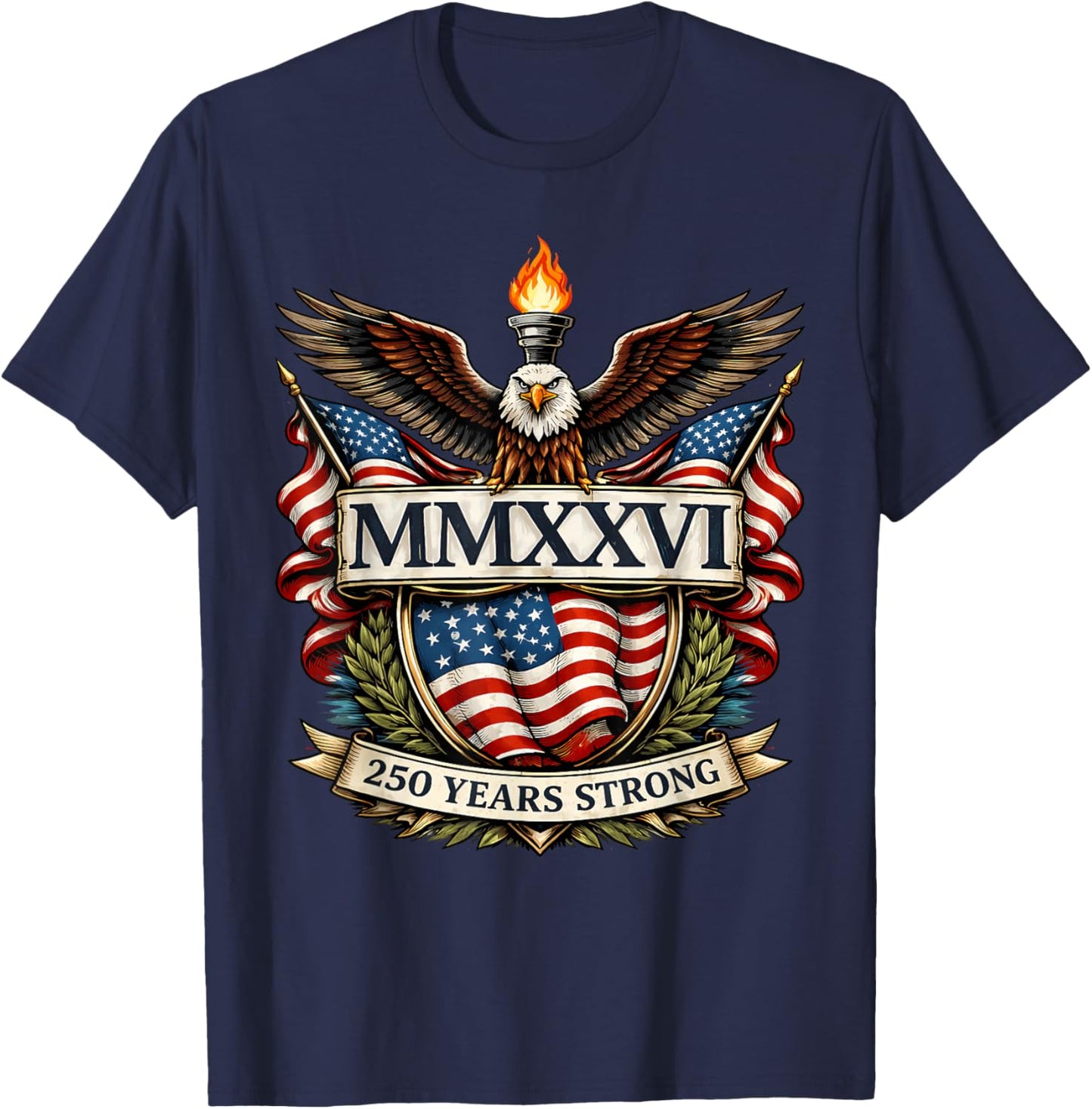 Flag Vintage 250 Years American 1776 2026 250th USA Birthday T-Shirt - T-Shirt | Navy