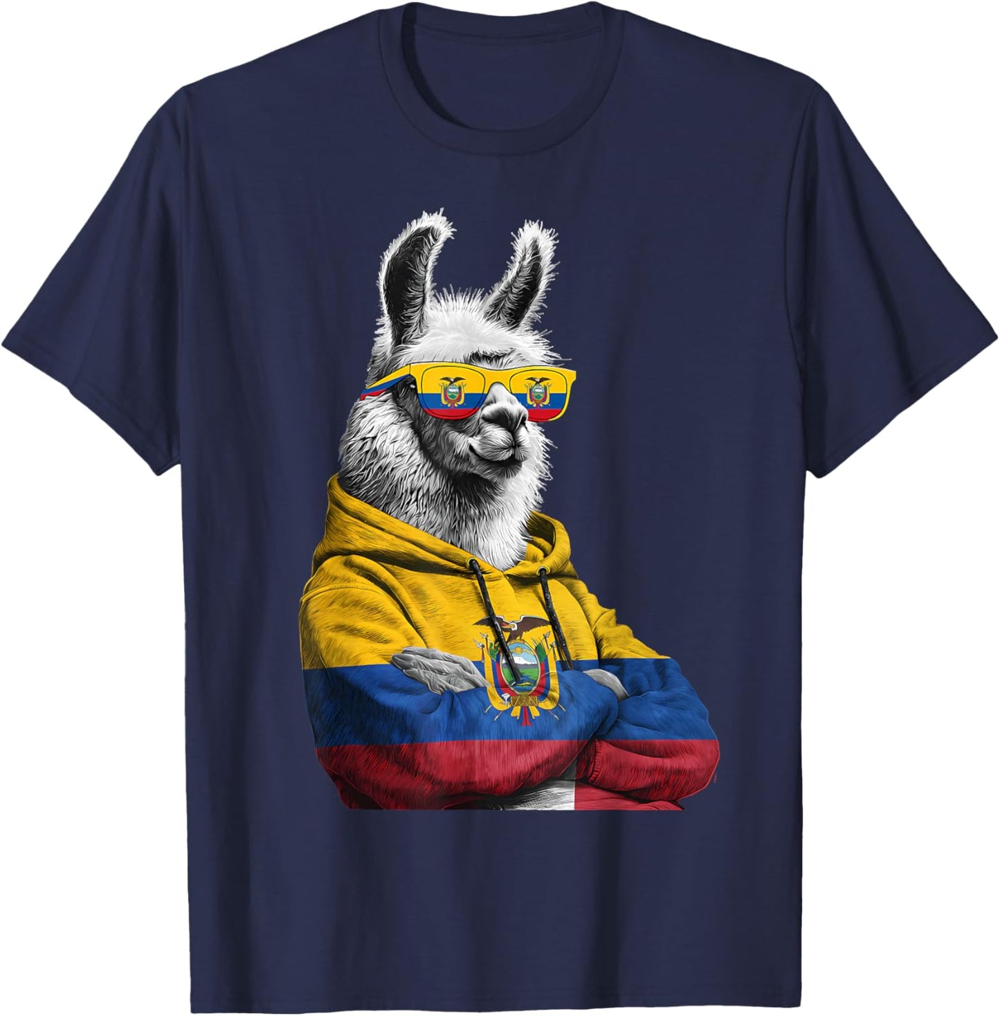 Ecuador Roots Llama Alpaca Ecuadorian Flag T-Shirt - T-Shirt | Navy