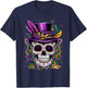 Mardi Gras Skull Top Hat Beads Mask New Orleans Louisiana T-Shirt - T-Shirt | Navy