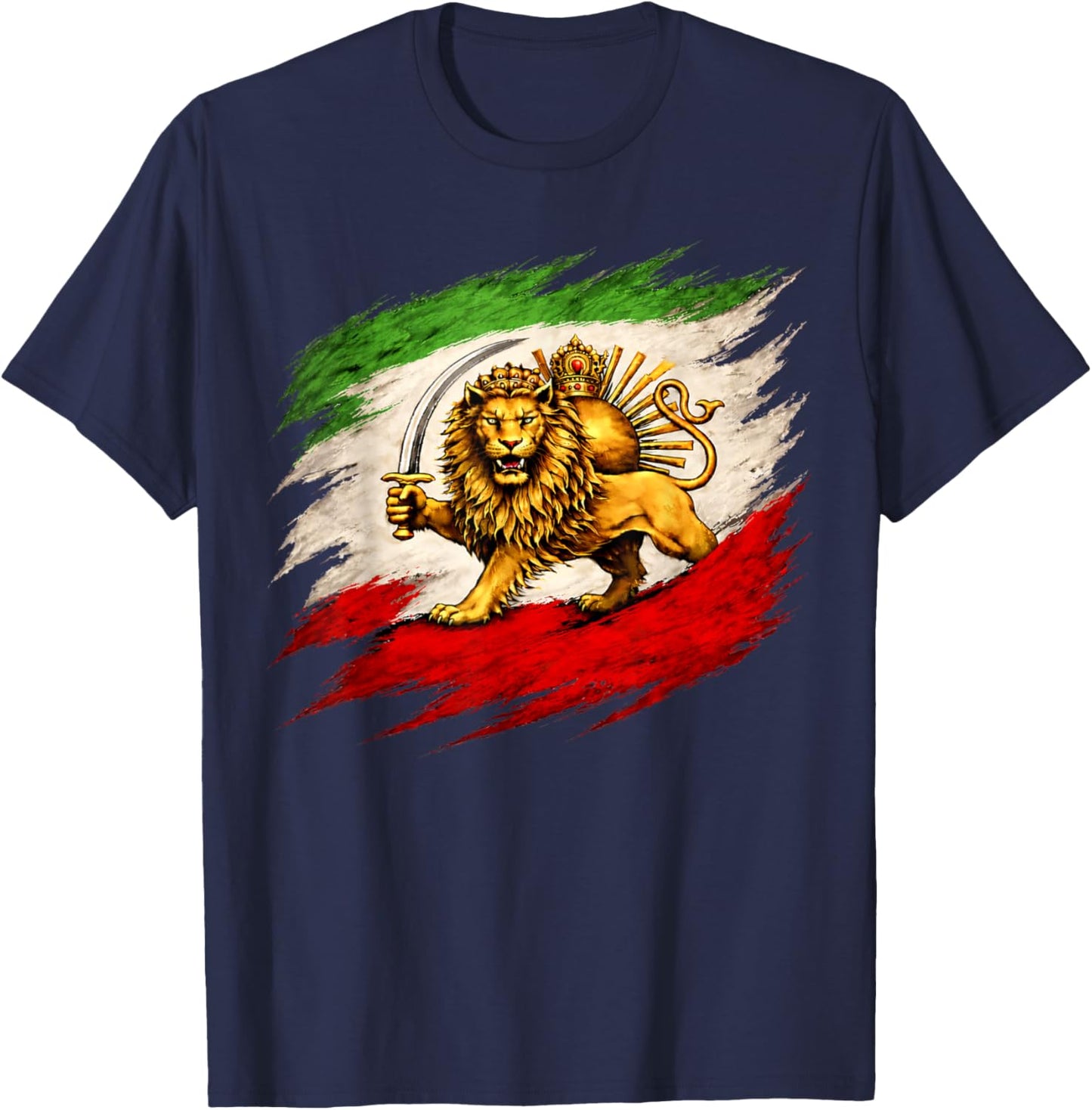 Vintage Lion and Sun Flag, Persian Heritage T-Shirt - T-Shirt | Navy