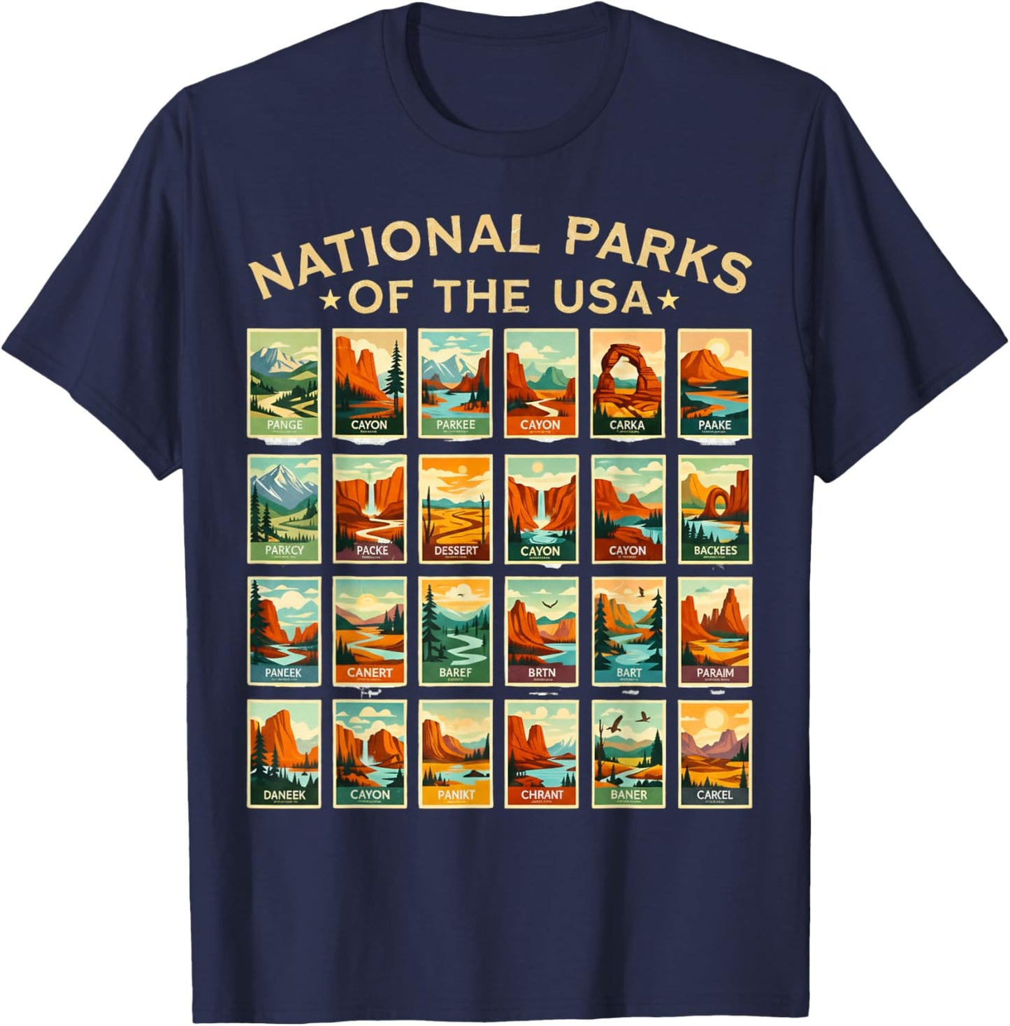 American National Park USA List of National Park Checklist T-Shirt - T-Shirt | Navy