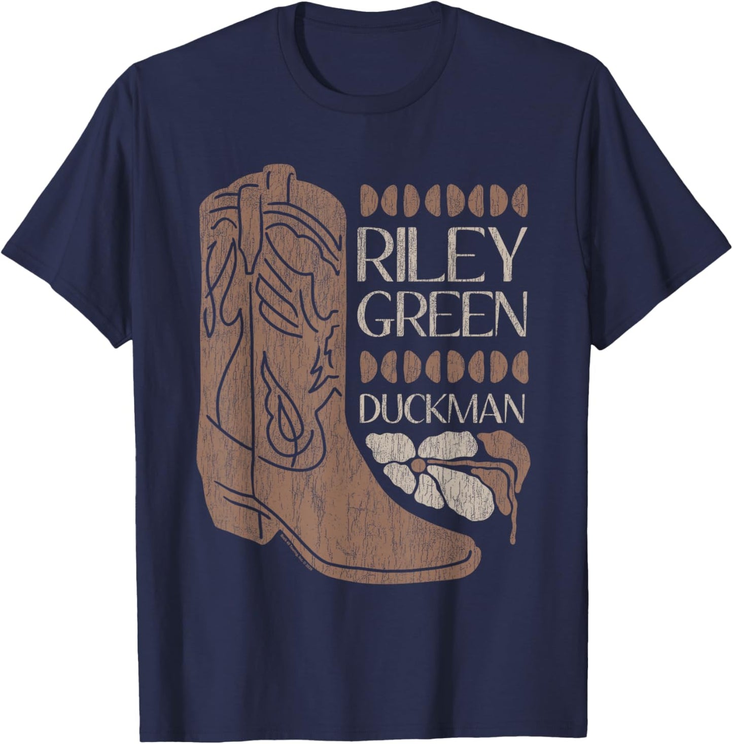 Riley Green Cowboy Boot and Flower Country Music T-Shirt - T-Shirt | Navy