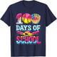 100 Days of School Softball Ice Cream Dripping Pattern T-Shirt - T-Shirt | Navy