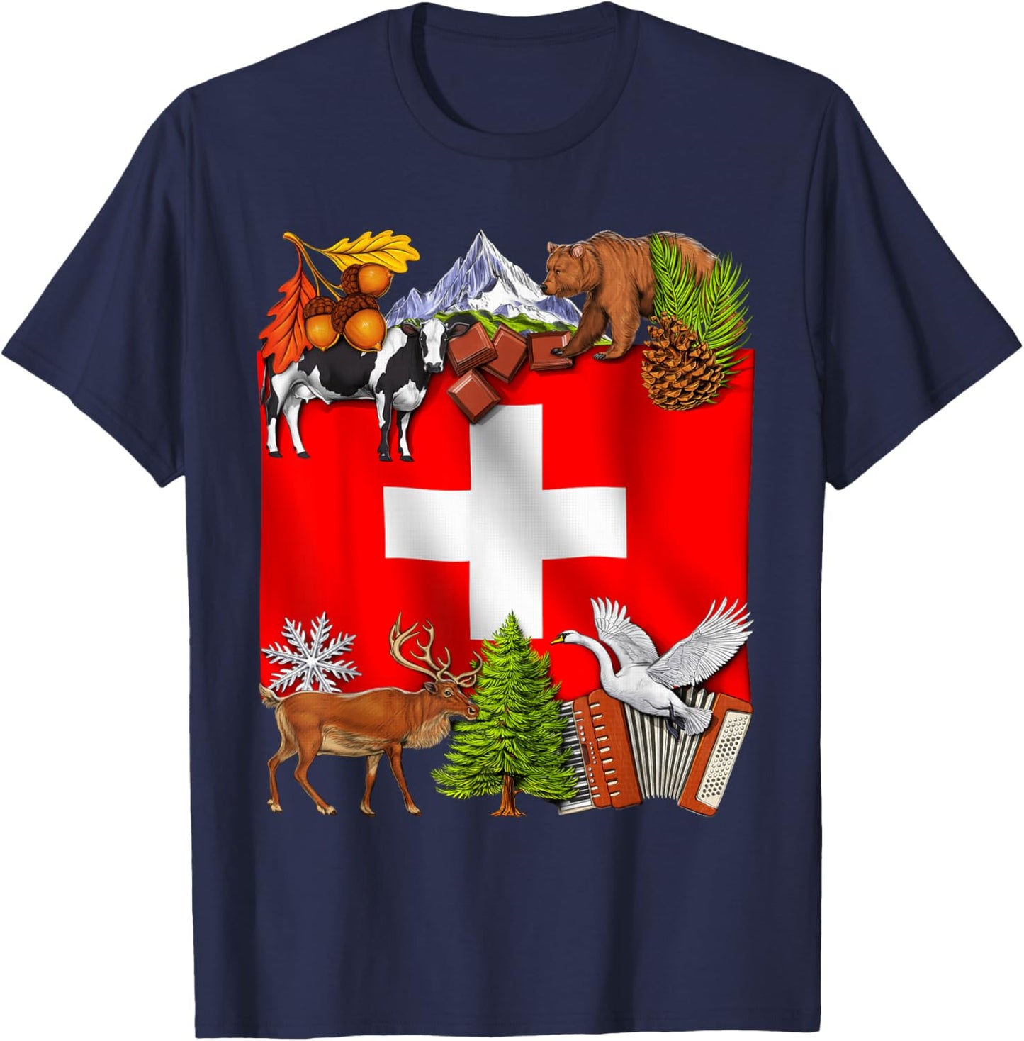 Switzerland Flag Swiss Roots Switzerland Heritage Pride T-Shirt - T-Shirt | Navy