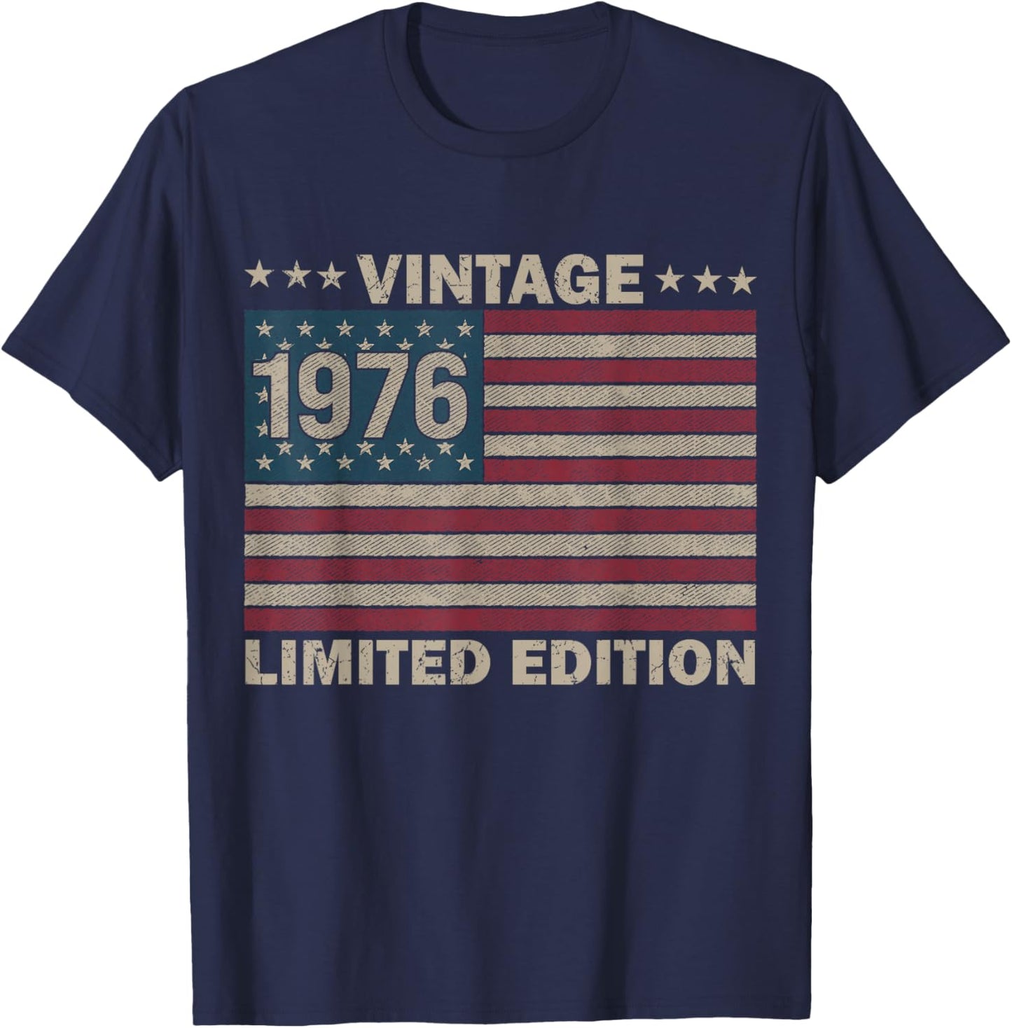 US Flag 50 Birthday American USA Men 50yr 1976 50th Birthday T-Shirt - T-Shirt | Navy