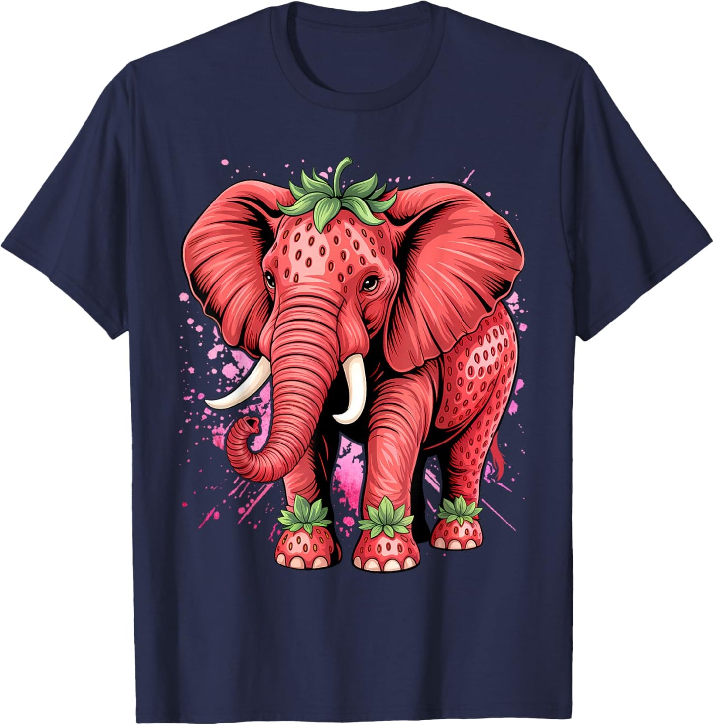 Strawberry Elephant Italian Brain Rot Meme Birthday Funny T-Shirt - T-Shirt | Navy